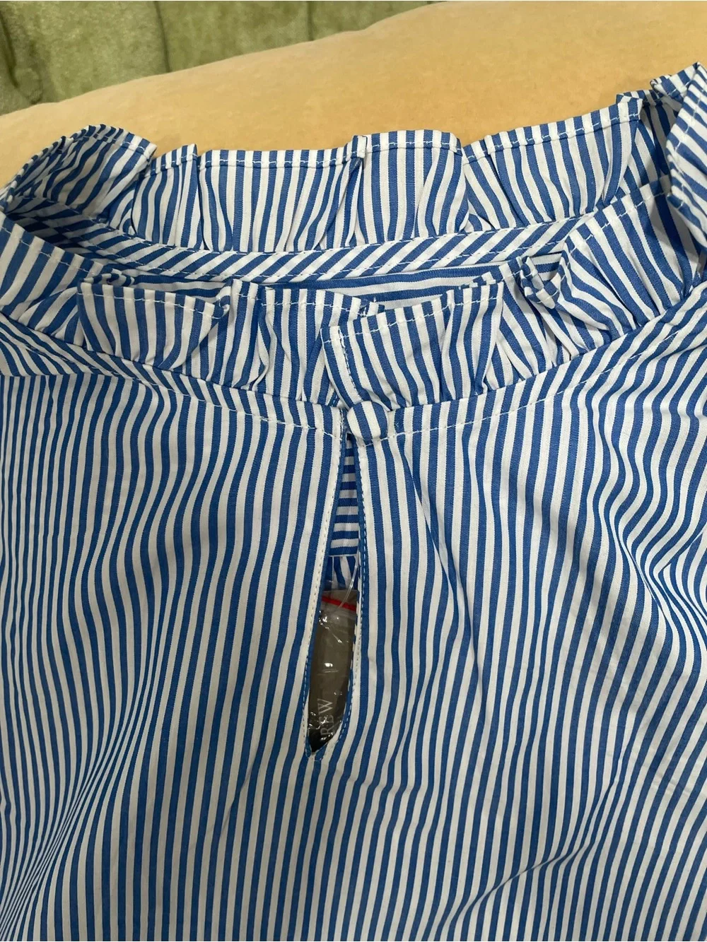 NWT J Crew Banker Blue White Stripe Short Sleeve Puff Smock Ruffle Cotton Preppy
